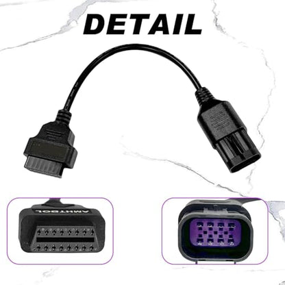 Motorbike OBD1 Adapter Cable 8 Pin for Polaris ATV RZR to OBD2 16 Pin | Motorcycle Diagnostic Connector, Compatible for Slingshot RZR Ranger Sportsman ACE CAN, Work with ELM327 Scanner Code Reader