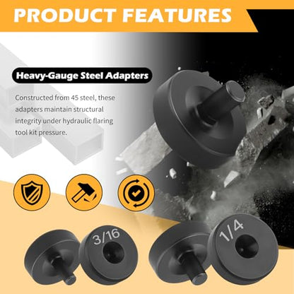 6PCS Brake Line Flaring Tool Kit Adapter,Steel 3/16 & 1/4" Brake Flaring Tool Kit Adapter Fits Pipe Flare Tools for Use,Double Flare Tools for Brakes Lines Car Accessories