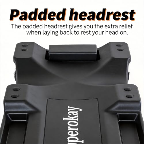 superokay Low Profile Mechanic Creeper, 40-Inch Rolling Car Creeper with Padded Headrest, 350 lbs Capacity Shop Creeper, 6 Swivel Casters & Dual Tool Trays, Heavy Duty Garage Creeper for Auto Repair