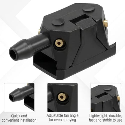 6PCS 4 Holes Front Windshield Washer Nozzle Replacement Car Windscreen Wiper Arm Sprayer Nozzles Kit Auto Left Right Windshield Washer Squirter Nozzle Universal for Most Cars, Trucks, Suvs (Black)