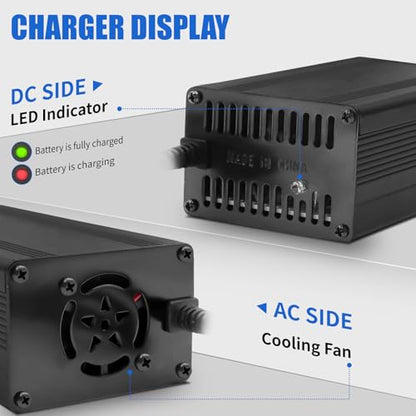 E-FAST 12V 10A Lithium Battery Charger, 14.6V LiFePO4 Battery Charger with Premium Aluminum Housing - 0V Activation for Golf Cart, RV, Marine, Boat, Trolling Motor - Includes Anderson Connector