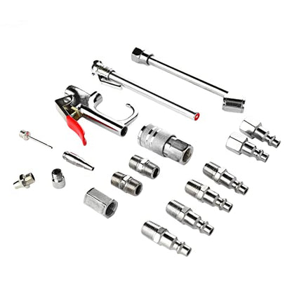 Tyenaza Essential Air Compressor Accessory Kit - Dual Foot Chuck, Tire Gauge, Blow Guns, and More
