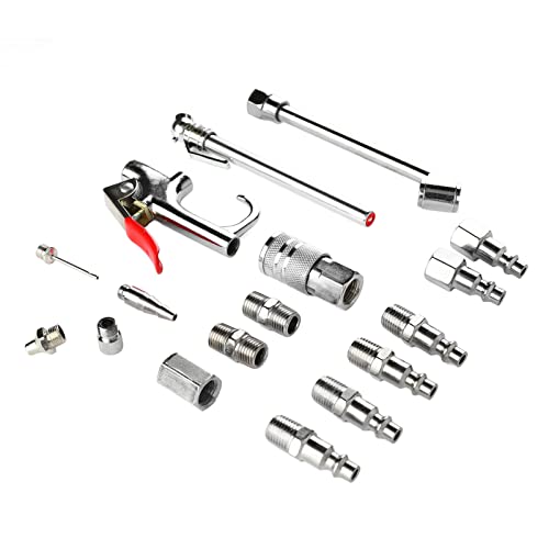 Air Compressor Accessories, 17 Pieces Iron 1/4NPT Air Blowgun Accessory Kit, Accurate Standard for Repair