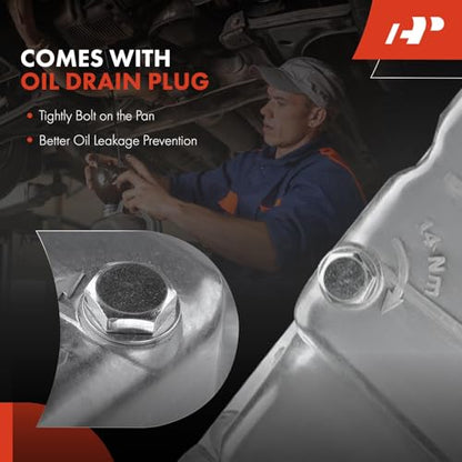 A-Premium Engine Oil Pan Sump with Drain Plug | Compatible with Chevrolet Cruze 2010-2016, Cruze Limited 2016, Sonic 2012-2018, Trax 2017-2018, 1.8L, W/o Oil Level Sensor