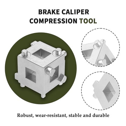 Junecarp Cube Brake Caliper Compression Tool,Steel Brake Caliper Tool Car Rear Disc Brake Piston Tool,Specialized Car Accessories Brake Piston Tool Adaptor Fits 3/8" Square Driver