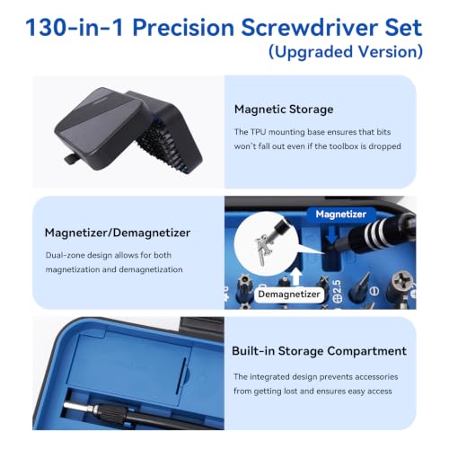 Small Precision Screwdriver Set,130-in-1 Tiny Screwdriver Set with tool mat | Micro Screwdriver Set for laptops, computers, iPhones, MacBooks, PS5, Xbox, Switch, and other electronic devices.
