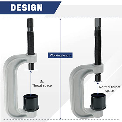 DASBET Large Ball Joint Press | Extended C-Frame Press for U-Joints Removes Ball Joints | Works with Most Toyota, Chevrolet, Dodge Ram, and Ford Pick-Up Trucks