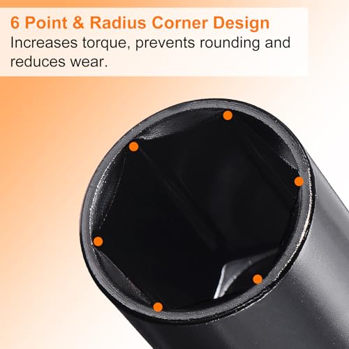 HARFINGTON Deep 6-Point Impact Socket 1/2" Drive 30mm Metric Socket 3" Length with 1/4" Hex Shank Adapter, CR-V Steel Socket Adapter Accessory Tool Set Kit for Hex Bolts Nuts - size: 30mm