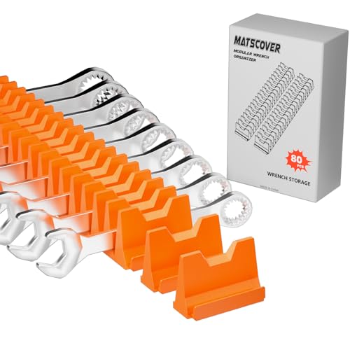 80PCS Modular Wrench Organizer Wrench Holder for Tool Drawer Storage | Wrench Tool Organizers, Wrench Storage Set, with Metric & SAE Label, Wrench Rack Tool, for Men, Orange - color: Orange, size: 80 PCS
