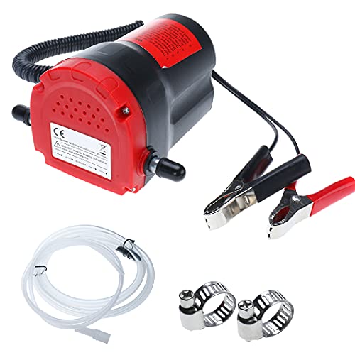 Amarine Made 12V 60W Oil Change Pump Extractor, Oil/Diesel Fluid Pump Extractor Scavenge Oil Change Pump Transfer Suction Transfer Pump with Tubes Truck Rv Boat ATV (Red) - color: Red