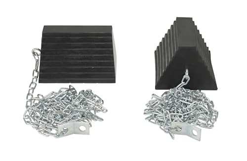 Vestil RWC-8/OH-15-HD Molded Rubber Wheel Chock Chain Hanger 8 in. x 11 in. x 6 in. Black
