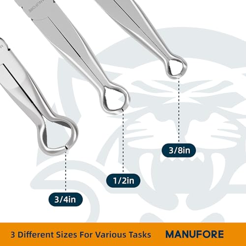 MANUFORE 3PCS 11-Inch Long Reach Hose Gripper Removal Pliers Set | 3-Piece Set, 3/8", 1/2", 3/4" Serrated Ring Jaw, Comfort Grip for Better Control, High Carbon Steel, for Various Hose