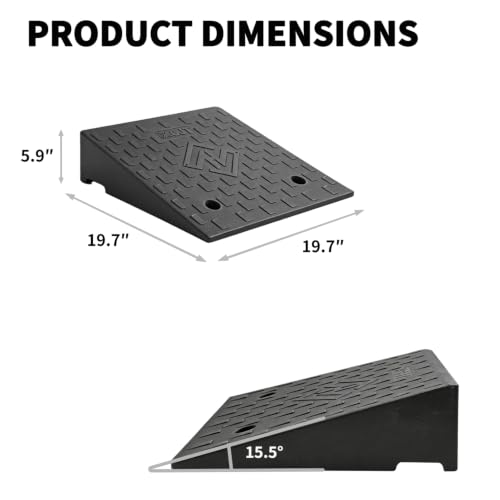 Rubber Curb Ramps for Driveway Sidewalks Shed Entry, 5.9 Inch Rise Height 2 Pack 19.68" L x 19.68" Threshold Ramp for Cars, Motorcycles, Lawn Mowers, 7000lbs Load Capacity - size: 5.9"*19.69"*19.69"
