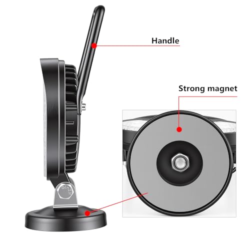 SKYWORLD Magnetic Mount LED Work Light, 2PCS 4 Inch 27W Round Spot Off Road Driving Fog Lamp 12V 24V with Portable Magnetic Base Holder for Truck Tractor Trailer Car Boat Engineering Vehicle - size: 2Pcs 4 Inch 27W Spot