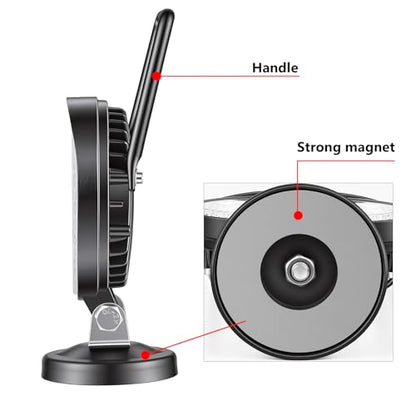 SKYWORLD Magnetic Mount LED Work Light, 2PCS 4 Inch 27W Round Spot Off Road Driving Fog Lamp 12V 24V with Portable Magnetic Base Holder for Truck Tractor Trailer Car Boat Engineering Vehicle - size: 2Pcs 4 Inch 27W Spot
