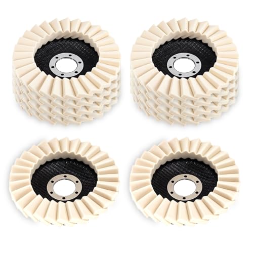 10 Pack Wool Felt Flap Disc Abrasives 4-1/2" x 7/8" Thicken Arbor Kit Buffing Polishing Cutting Wheel for Angle Grinder for Metal, Marble, Glass, Ceramic, Furniture, Car