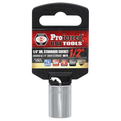 S15016 1/4" Drive SAE Socket, 1/2" Standard 6 Point - size: 1/2 INCH, style: STANDARD
