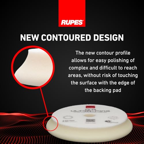 RUPES 9.DA150S Pack of 24 White D-A Ultra-Fine Polishing Foam Pads 150mm | Ideal for Paint Correction & Gloss Enhancement | Extremely Fine Defect Removal | Compatible with 5" Backing Plate - size: 2 inches, style: Pack of 24