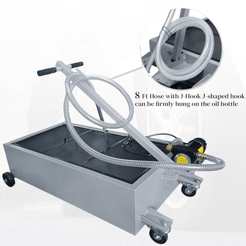 20 Gallon Low-Profile Oil Drain Pan with Electric Pump, Gray | Low-profile oil drain pan includes an electric pump, T-handle and J-hook for easier oil changes on cars and trucks. - color: Gray, size: 20 Gallon
