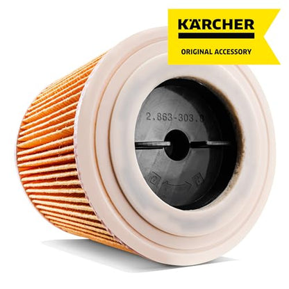 Karcher Cartridge Filter for Karcher Wet Dry Vacuum Cleaners - Compatible with WD 1 Compact, WD 2-18 and WD 3 - style: WD 1 Compact, WD 2, WD 3 Filter