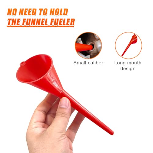 YoRise Long Neck Oil Funnel, Plastic Spill Saver Funnels for Automotive Use, Oil Change Funnel Set for Filling Lubricants Engine Oils Water Diesel Fuel Kerosene and Other Liquids (S-Red) - color: S-Red