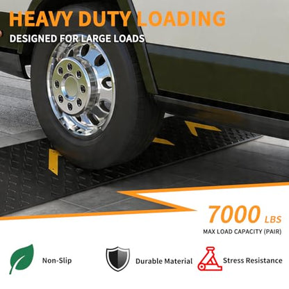 Rubber Curb Ramps 3" Rise 2 Pack for Driveway Wheelchair Riding Mower Doorways Threshold Garage Sidewalks,Ramps for Car Truck Motorcycle Bike,7000lbs Load Capacity - size: 3"inch