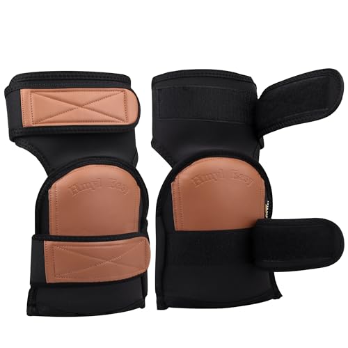 Super Soft Knee Pads for Work, Two Strap Non-Slip Design, Replaceable Inner Cushion Leather Knee Pads for Construction, Gardening, Cleaning, Flooring and Garage, Shorts Available - color: Beige Double Straps