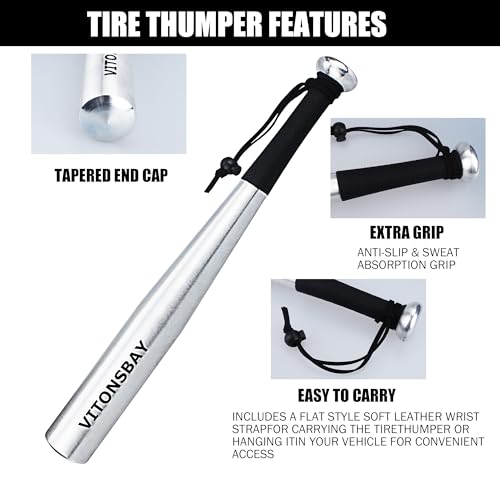 Aluminum Tire Checker Bat - Truckers Tool for Checking Tire Pressure - Silver - color: Silver