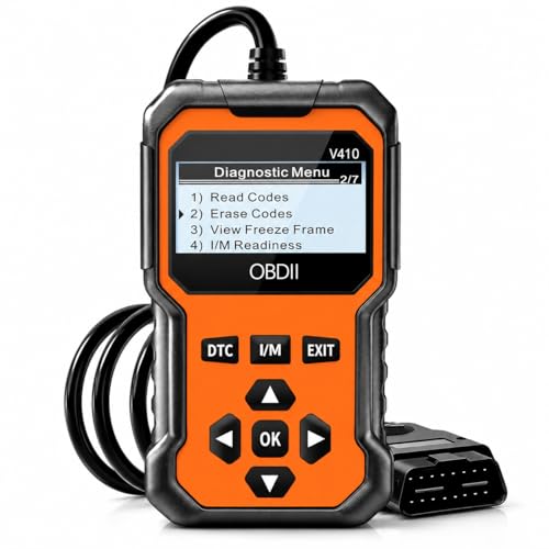 V410 OBD2 Scanner, Car Diagnostic Tool with Check Engine Code Reader, Live Data, Battery Voltage Test, I/M Readiness, Vehicle Info for OBDII Cars & Trucks Since 1996, Orange