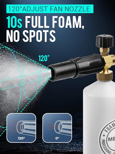 MEKOH Foam Cannon for Pressure Washer, 4000psi Car Wash Foam Gun, 1 Liter Foam Sprayer, Pressure Washer Soap Attachment with 1/4" Quick Connector, Snow Soap Blaster with 5 Nozzles for Car Detailing - size: 1.25mm