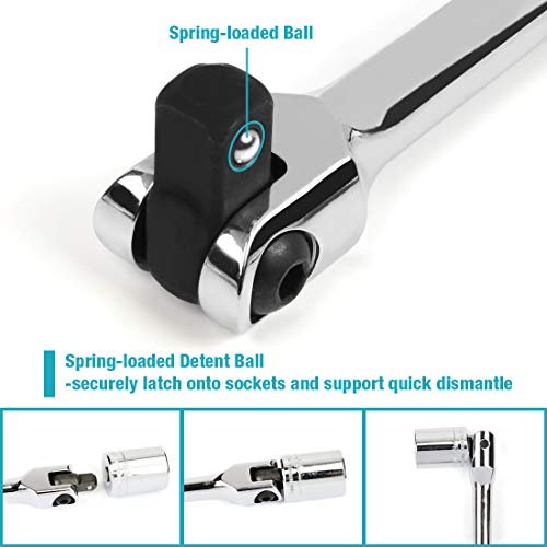 DURATECH 3-Piece Breaker Bar Set with 180° Rotatable Head | 1/4", 3/8", 1/2" Drive, 6", 10”, 15" Length, Premium Chrome Alloy Made, Automotive Repair - color: Silver