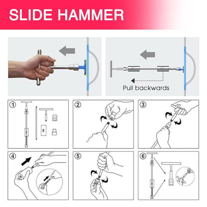 VEXTRO Paintless Dent Repair Kit, Dent Puller Kit for Car with Slide Hammer T-Bar, Glue Gun & Puller Tabs, DIY Auto Body Dent Removal Tools for Hail Damage, PDR Kit to Save Repair Cost - size: PDR kit -1