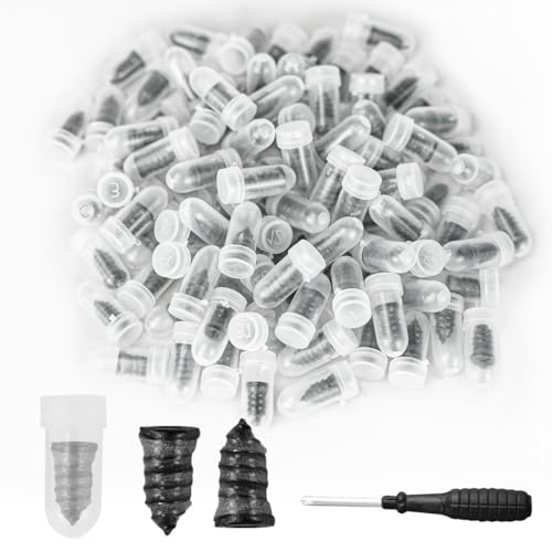 100 Count Tire Plugs Nails Screw in Tire Repair Screws with Screwdriver - size: 1 Size 100 Count