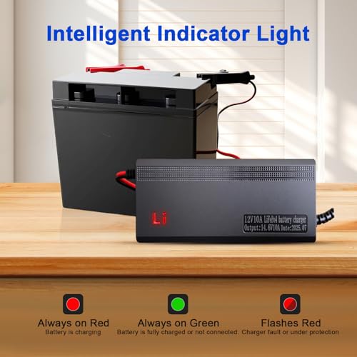 14.6V 10A LiFePO4 Battery Charger Designed for 12V Lithium Battery, AC-DC Smart Charger, Battery Maintainer, Built-in Safety Protections, Support 0V Charging Function - color: 14.6V 10A