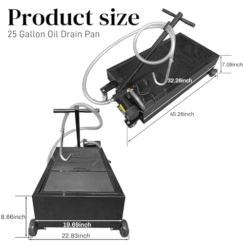 25 Gallon Low-Profile Oil Drain Pan with Electric Pump, Black | Low-profile oil drain pan includes an electric pump, T-handle and J-hook for easier oil changes on cars and trucks. - color: Black, size: 25 Gallon