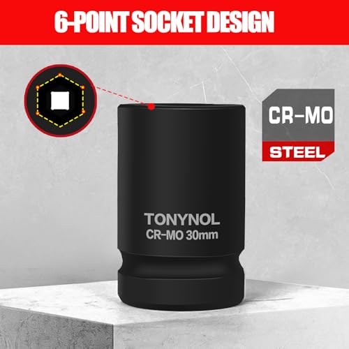 TONYNOL 3/4 Inch Drive Deep Impact Socket Set,6-Point,Metric Size(22mm to 41mm),10 Pcs,Cr-Mo.Heavy Duty Impact Socket Set,With a Storage Case. - size: 3/4" Drive 10-Piece (7/8" to 1-5/8") Deep