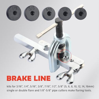 Single & Double Brake Line Flaring Tool Kit,25FT 3/16" Brake Line Kit with 16 Fittings & 5 Adapters,Copper Coated Brakes Lines Repair Kits Car Accessories for Most Vehicles