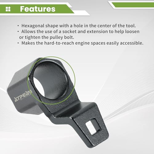 ATP 50mm Cranks Crankshaft Pulley Removal Wrench Holder Tool Remover and Installer Socket Wrench Removal Holding Spanner kit Compatible with Honda and Acura Engines