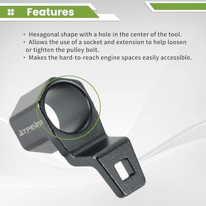 ATP 50mm Cranks Crankshaft Pulley Removal Wrench Holder Tool Remover and Installer Socket Wrench Removal Holding Spanner kit Compatible with Honda and Acura Engines