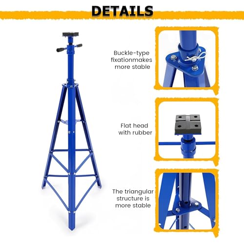 KUAFU Adjustable Under Hoist Tripod Stand, 4500 LBS Load Capacity, 2 Ton | High Lift Jack Stand Reach Under Hoist Stand for Repair Shops, Garages and DIY, 58.35"-81.18" Steel Powder Coated Blue - size: Blue