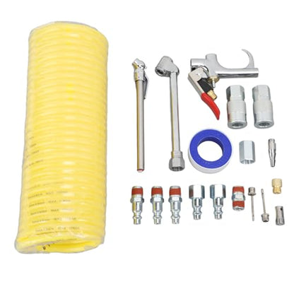20 Piece Air Blow Gun Accessory Set Stainless Steel Pneumatic Tool Kit with Quick Connectors for Industrial Surface Cleaning and Equipment Maintenance Multifunctional Compressor