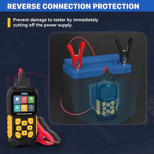 AUTOOL Car Battery Tester 12V 24V 30-2000 CCA Cranking Charging Load Test | Battery Load Tester Automotive Battery Analyzer, Color Screen Data Review Reverse Polarity Protection