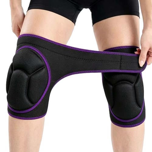 Women Knee Pads for Gardening & Cleaning Floors, EVA Foam Knee Protectors with Straps, Comfortable Mens Kneeling Pads for Housework, Mechanic, Carpet Cleaning - Lightweight & Waterproof- Plus Size - color: Purple, size: X-Large