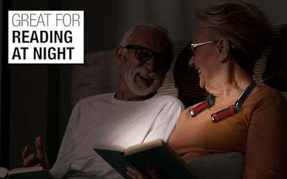EZRED Bright NK10 Anywear Neck Light for Hands-Free Lighting, Red and Black, 200 Lumen LED, Adjustable Beam, Water Resistant, Perfect for Mechanics, Camping, Hunting, DIY Projects, Reading (Pack of 2)