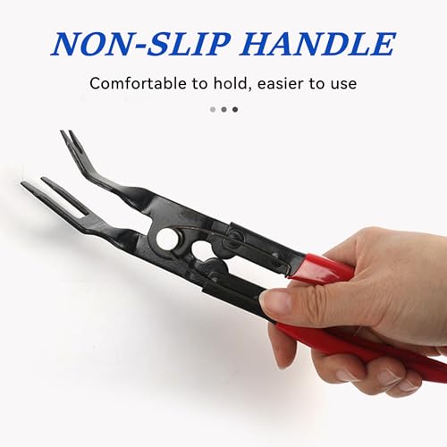 Panel Clip Removal Plier, Automotive Door Panel Upholstery Trim Clip Removal Tool, Remove Push Pin and Press in Trim Clip Fasteners Lift Action Plier (Red) - color: Red