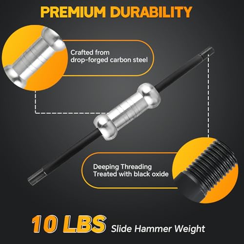 13pcs Heavy Duty Slide Hammer Dent Puller Set | 10lbs Auto Body Repair Tool Kit, Dent Puller Slide Hammer Set, Car Dent Remover Tools for Auto Truck More