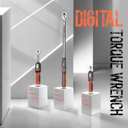 SUZUME Digital Torque Wrench 3/8 Drive (4.9-99.6 Ft. Lb / 6.6-135 N.m) | ±2% Accuracy,Buzzer and LED Alert,Electric Display,Peak & Track,Foot / Inch Pound,Automotive,Car, Moto,Spark Plug,Engine,Bike - size: 4.9-99.6 Ft. Lb, style: 3/8-Inch