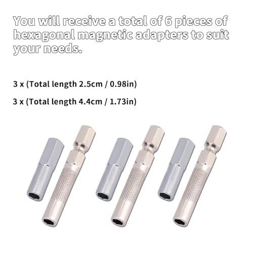 6pcs 1/4" to 4mm Bit Adapter, 6.35mm to 4mm Hex Screw Driver Bit Adapter Magnetic & Drill Extension Bit Holder for Micro Bits, Screwdriver Converter Set for Automotive & DIY Repair Tool Kit