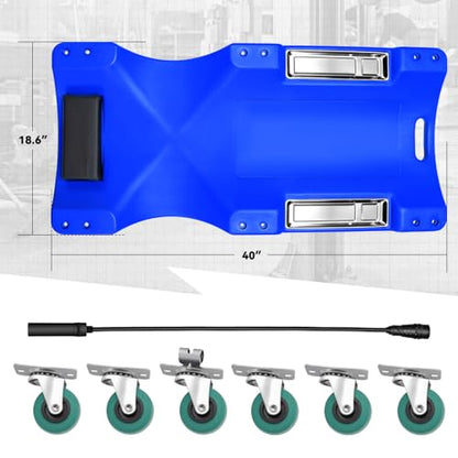 Auto Dynasty 40 Inches Mechanic Creeper, Automotive Garage Repair Low Profile Under Car Rolling Creeper with LED Light and Padded Headrest, Plastic, Blue - color: Blue, size: 40" L (w/LED Light)