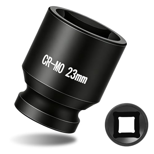1/2" Drive 23mm Impact Socket Metric Standard Impact Socket Blackening Finish 4 Point Square Socket made with Chrome Molybdenum Alloy Steel for Auto Repair Mechanical Maintenance Removal of Axle Nut - size: 23mm - 4pt, style: 1/2" Drive Standard Socket